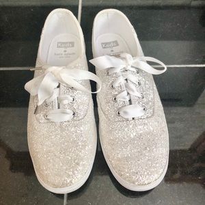 Kate Spade x Keds White Glitter/Sparkle Shoes